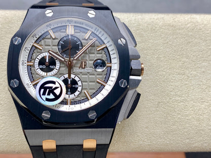 Royal Oak Offshore 44mm Black Ceramic RG TKF 1:1 Best Edition Gray Dial on Black Rubber Strap A3126