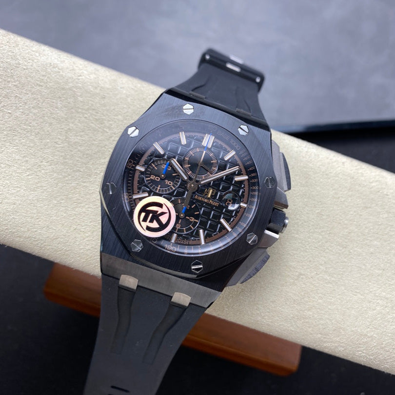 Royal Oak Offshore 44mm Black Ceramic TKF 1:1 Best Edition Black Dial on Black Rubber Strap A3126