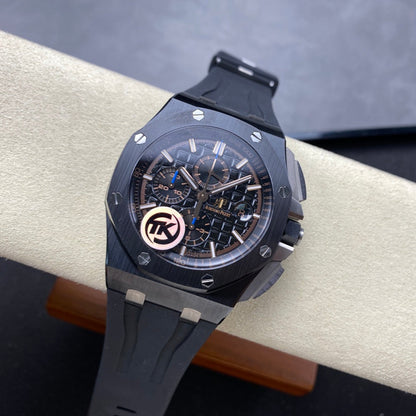 Royal Oak Offshore 44mm Black Ceramic TKF 1:1 Best Edition Black Dial on Black Rubber Strap A3126