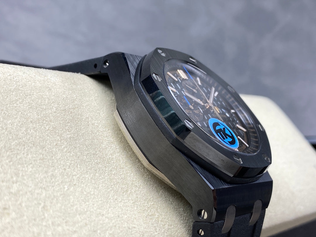 Royal Oak Offshore 44mm Black Ceramic TKF 1:1 Best Edition Black Dial on Black Rubber Strap A3126
