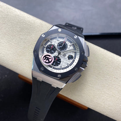 Royal Oak Offshore 44mm SS TKF 1:1 Best Edition White Dial on Black Rubber Strap A3126