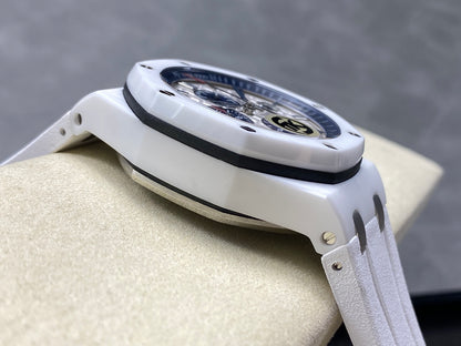 Royal Oak Offshore 44mm White Ceramic TKF 1:1 Best Edition White Dial on White Rubber Strap A3126
