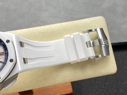 Royal Oak Offshore 44mm White Ceramic TKF 1:1 Best Edition White Dial on White Rubber Strap A3126