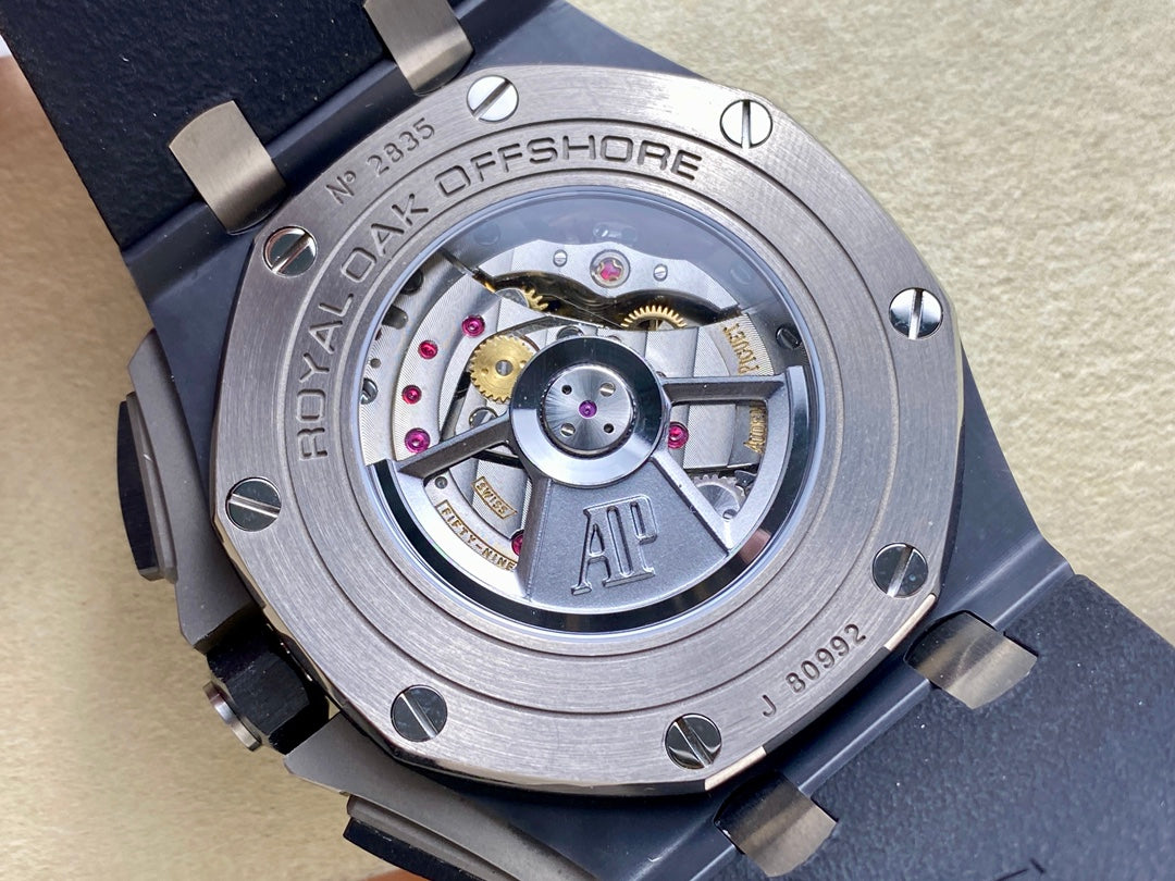 Royal Oak Offshore 44mm Black Ceramic SS TKF 1:1 Best Edition Gray Dial on Black Rubber Strap A3126