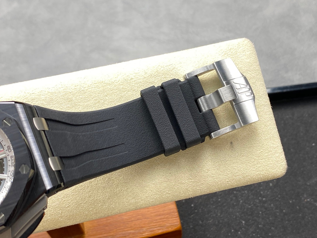 Royal Oak Offshore 44mm Black Ceramic SS TKF 1:1 Best Edition Gray Dial on Black Rubber Strap A3126