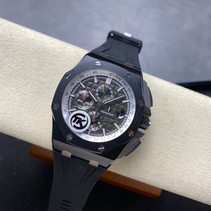 Royal Oak Offshore 44mm Black Ceramic SS TKF 1:1 Best Edition Gray Dial on Black Rubber Strap A3126