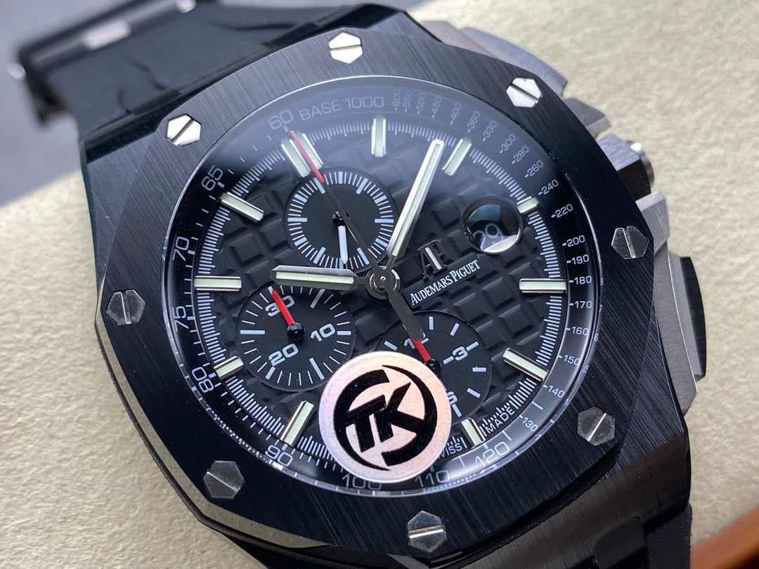 Royal Oak Offshore 44mm Black Ceramic TKF Best Edition Black Dial on Black Rubber Strap A3126