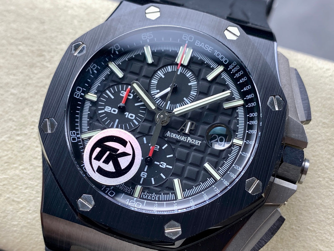 Royal Oak Offshore 44mm Black Ceramic TKF Best Edition Black Dial on Black Rubber Strap A3126