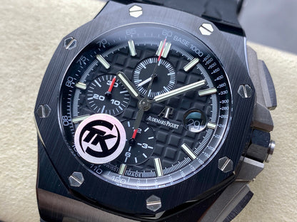 Royal Oak Offshore 44mm Black Ceramic TKF Best Edition Black Dial on Black Rubber Strap A3126