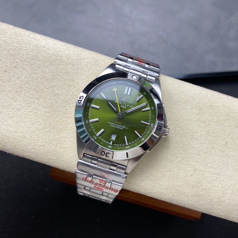 Chronomat GMT 40 SS BLS 1:1 Best Edition Green Dial on SS Bracelet A2836