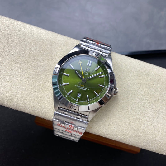 Chronomat GMT 40 SS BLS 1:1 Best Edition Green Dial on SS Bracelet A2836