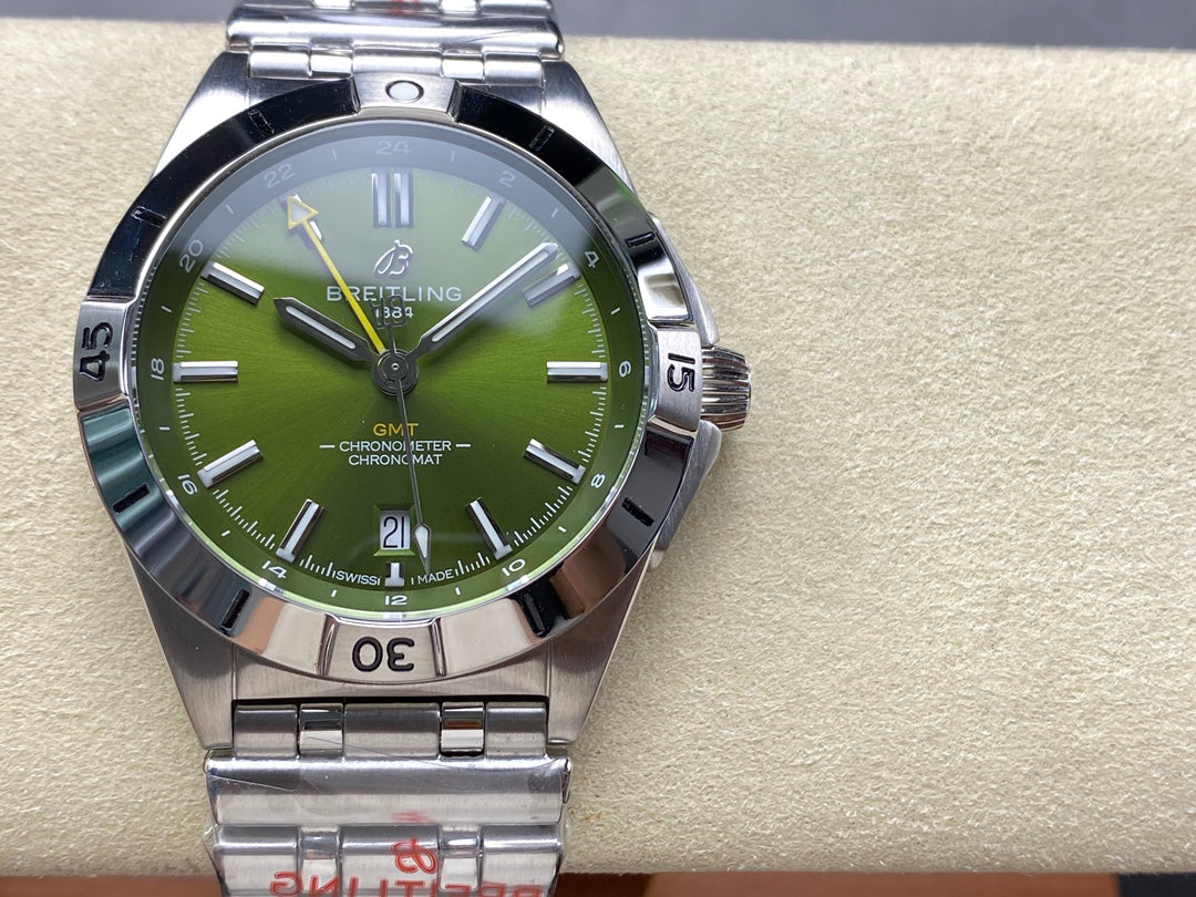 Chronomat GMT 40 SS BLS 1:1 Best Edition Green Dial on SS Bracelet A2836
