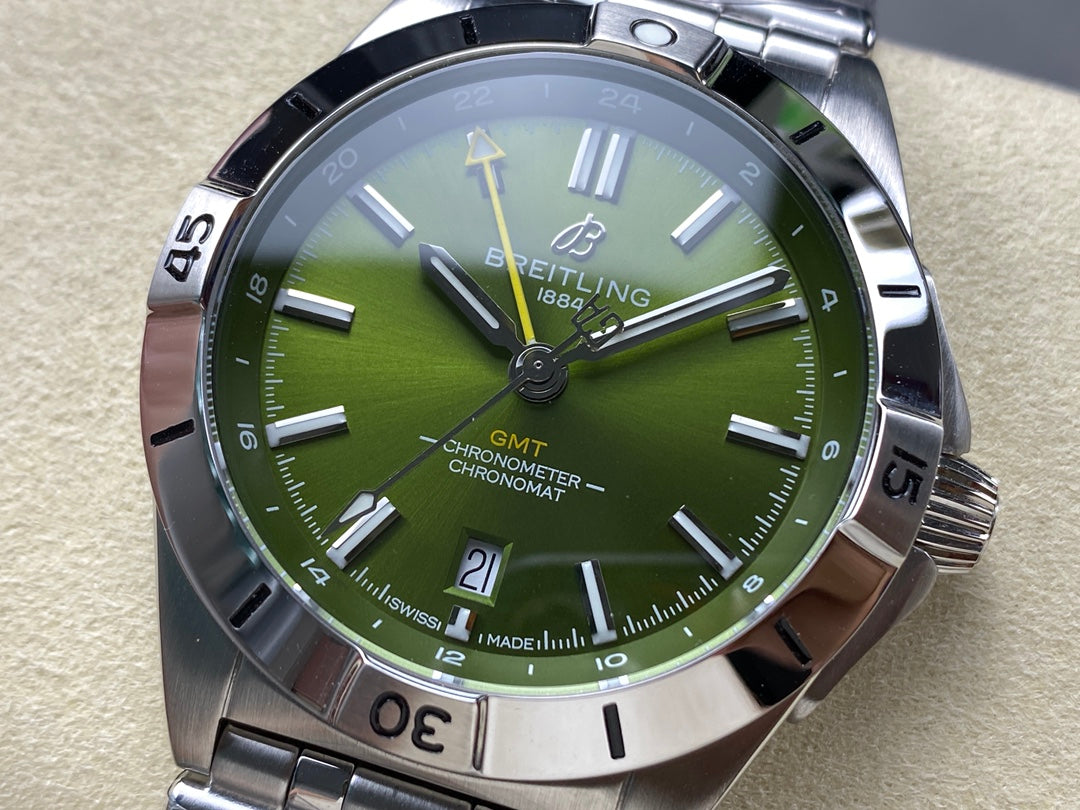 Chronomat GMT 40 SS BLS 1:1 Best Edition Green Dial on SS Bracelet A2836
