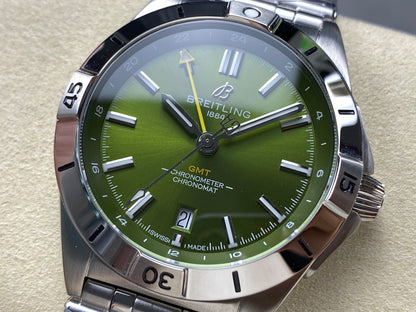 Chronomat GMT 40 SS BLS 1:1 Best Edition Green Dial on SS Bracelet A2836