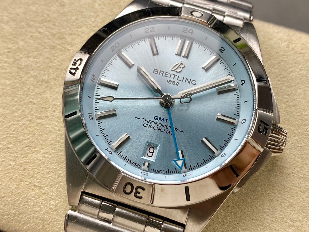 Chronomat GMT 40 SS BLS 1:1 Best Edition Ice Blue Dial on SS Bracelet A2836