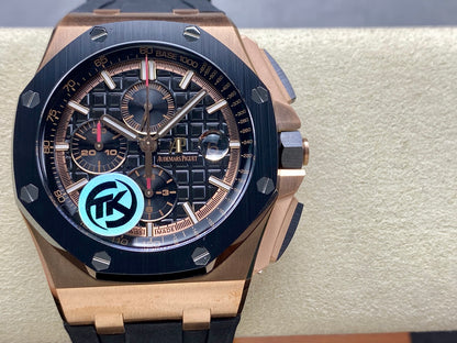 Royal Oak Offshore 44mm RG TKF Best Edition Black Dial Ceramic Bezel on Black Rubber Strap A3126