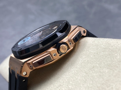 Royal Oak Offshore 44mm RG TKF Best Edition Black Dial Ceramic Bezel on Black Rubber Strap A3126