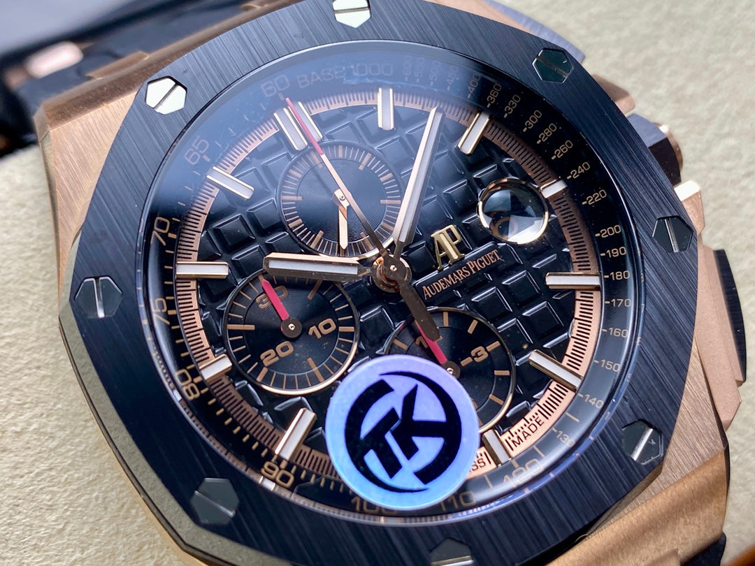 Royal Oak Offshore 44mm RG TKF Best Edition Black Dial Ceramic Bezel on Black Rubber Strap A3126
