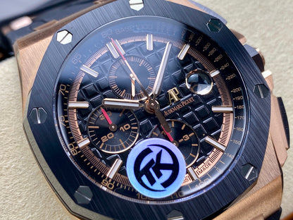 Royal Oak Offshore 44mm RG TKF Best Edition Black Dial Ceramic Bezel on Black Rubber Strap A3126
