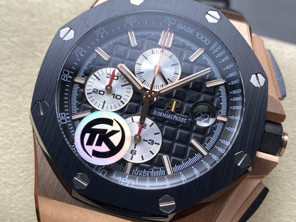 Royal Oak Offshore 44mm RG TKF Best Edition Black/Silver Dial Ceramic Bezel on Black Rubber Strap A3126