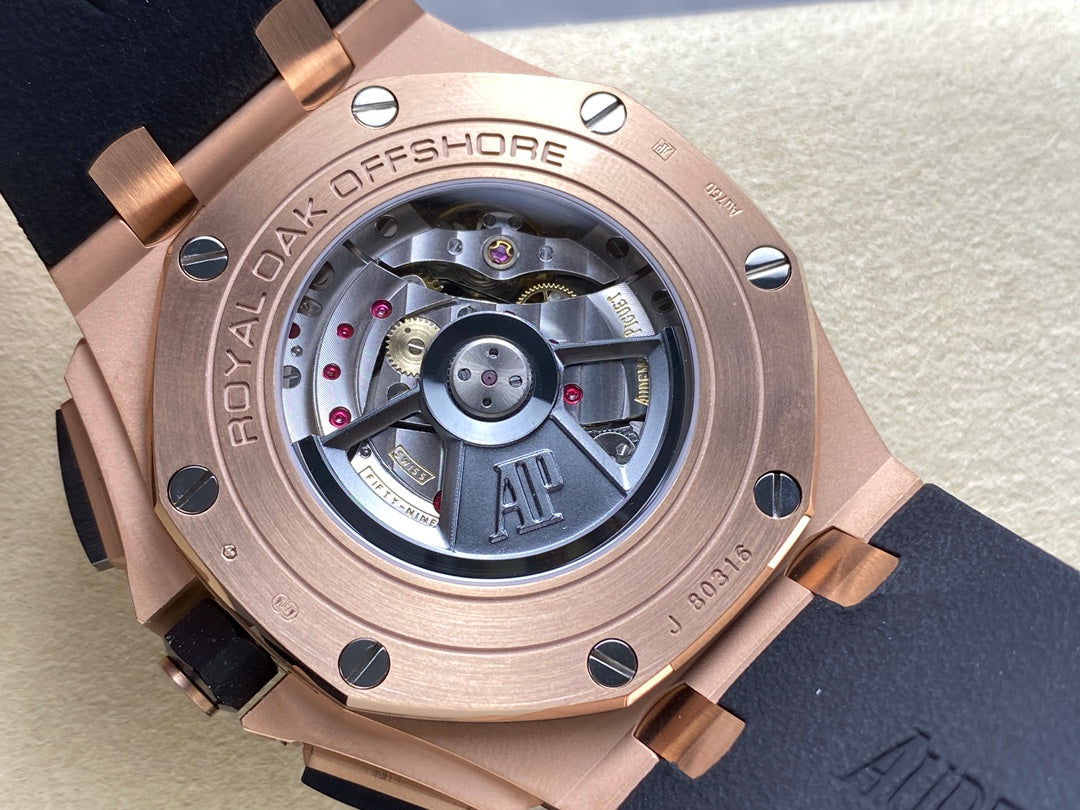 Royal Oak Offshore 44mm RG TKF Best Edition Black/Silver Dial Ceramic Bezel on Black Rubber Strap A3126