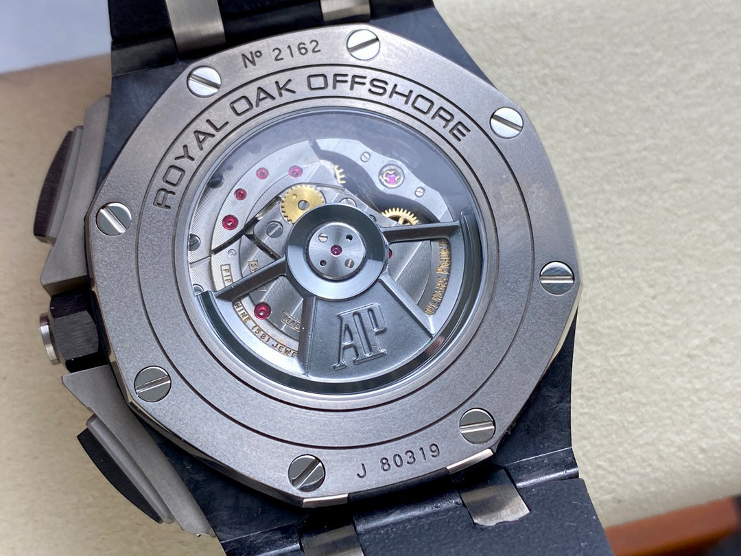 Royal Oak Offshore 44mm Forged Carbon TKF Best Edition Black Dial on Black Rubber Strap A3126