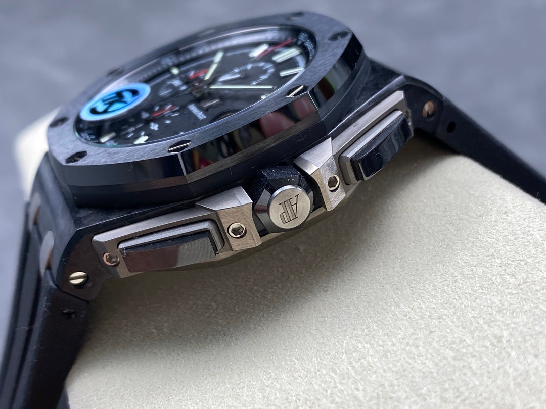 Royal Oak Offshore 44mm Forged Carbon TKF Best Edition Black Dial on Black Rubber Strap A3126