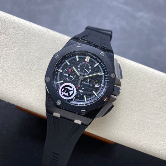 Royal Oak Offshore 44mm Forged Carbon TKF Best Edition Black Dial on Black Rubber Strap A3126
