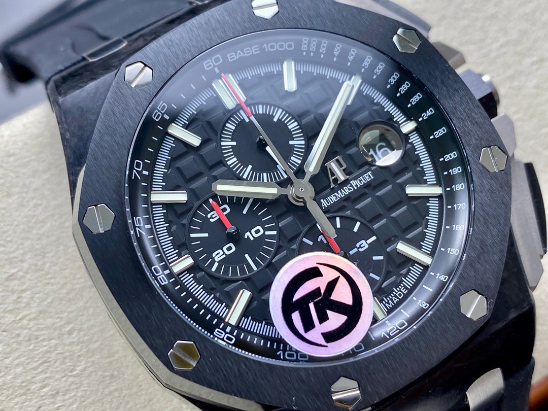 Royal Oak Offshore 44mm Forged Carbon TKF Best Edition Black Dial on Black Rubber Strap A3126
