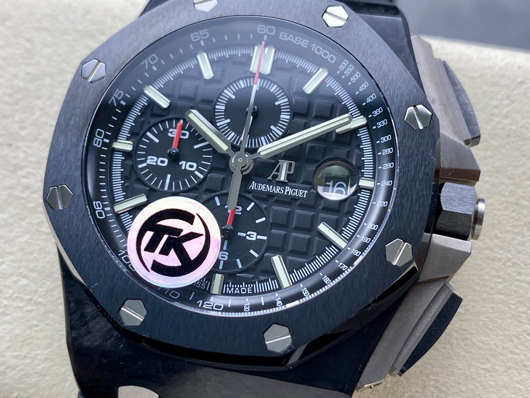 Royal Oak Offshore 44mm Forged Carbon TKF Best Edition Black Dial on Black Rubber Strap A3126