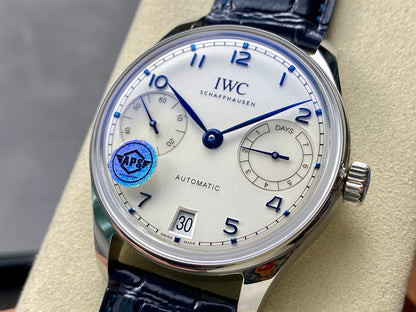 Portugieser Automatic 42mm SS APSF 1:1 Best Edition White Dial Blue Marker on Blue Leather Strap A52010