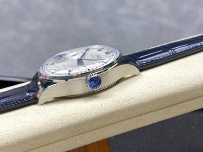 Portugieser Automatic 42mm SS APSF 1:1 Best Edition White Dial Blue Marker on Blue Leather Strap A52010