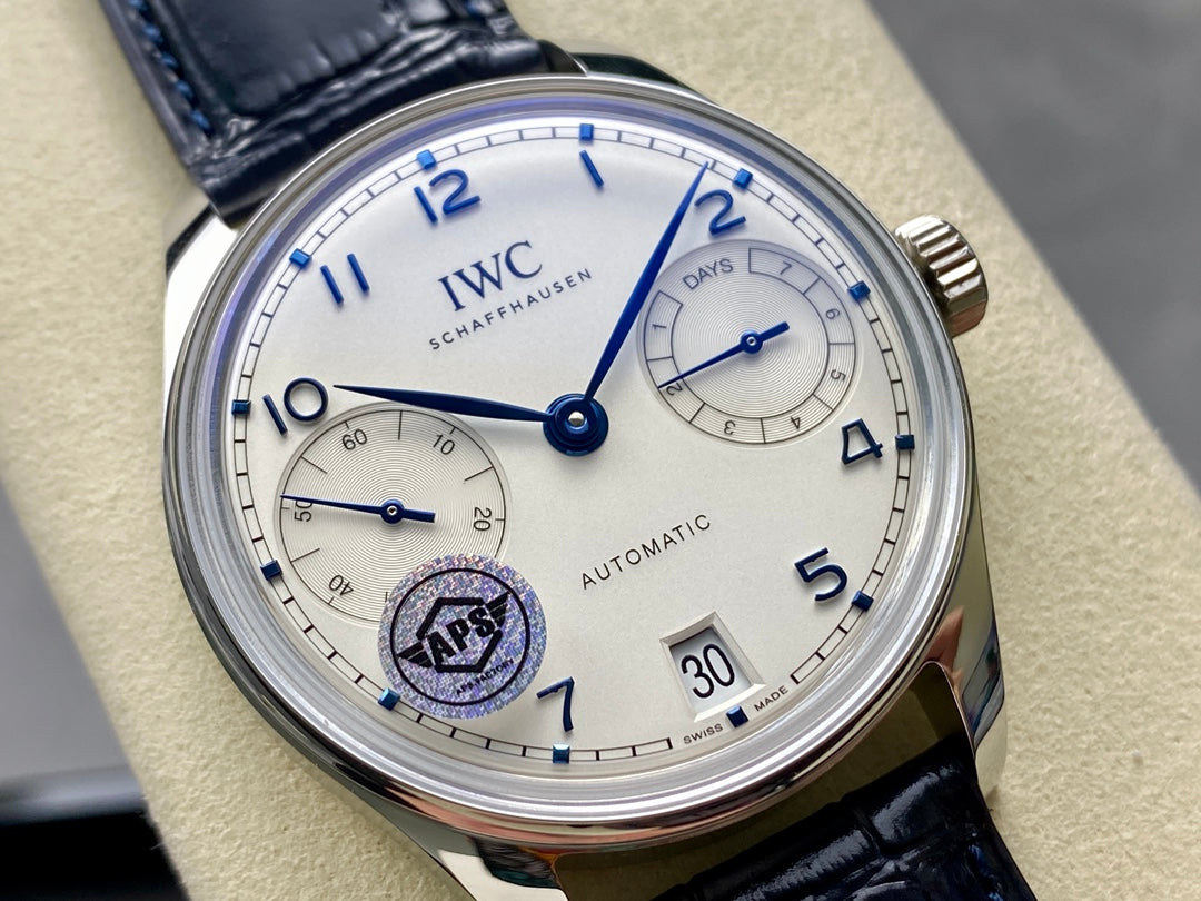 Portugieser Automatic 42mm SS APSF 1:1 Best Edition White Dial Blue Marker on Blue Leather Strap A52010