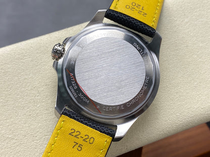 Avenger Chronometer 42mm GMT Yellow Second Hand SS BLSF 1:1 Best Version Black Dial On Black Nylon Strap A2836