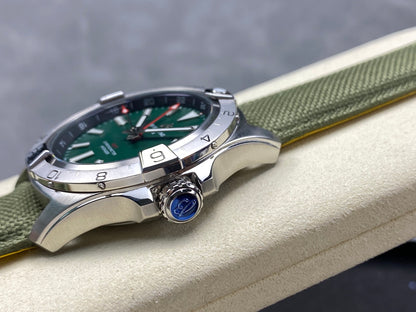 Avenger Chronometer 42mm GMT SS BLSF 1:1 Best Version Green Dial On Green Nylon Strap A2836