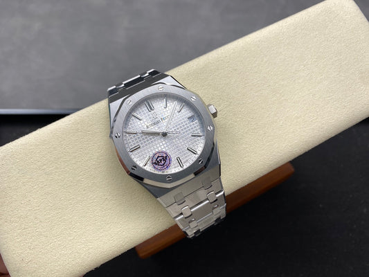 Royal Oak 15500 SS APSF 1:1 Best Edition White Dial on SS Bracelet SA4302 Super Clone V2 (SW Dial)