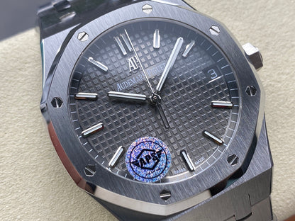 Royal Oak 15500 SS APSF 1:1 Best Edition Gray Dial on SS Bracelet SA4302 Super Clone V2 (SW Dial)