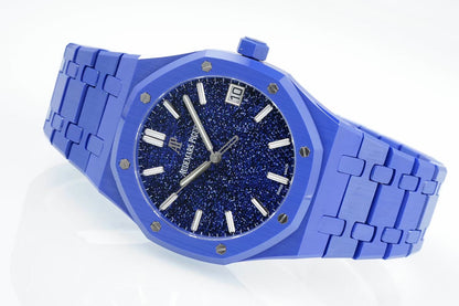 Royal Oak 15500 Blue Ceramic APSF 1:1 Best Edition Blue Stars Dial on Blue Ceramic Bracelet SA4302 Super Clone