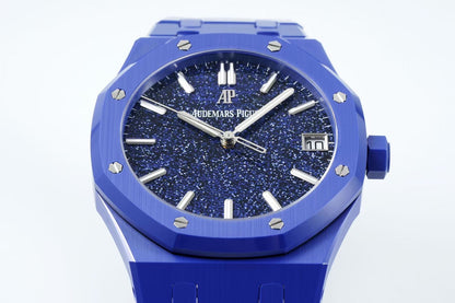 Royal Oak 15500 Blue Ceramic APSF 1:1 Best Edition Blue Stars Dial on Blue Ceramic Bracelet SA4302 Super Clone