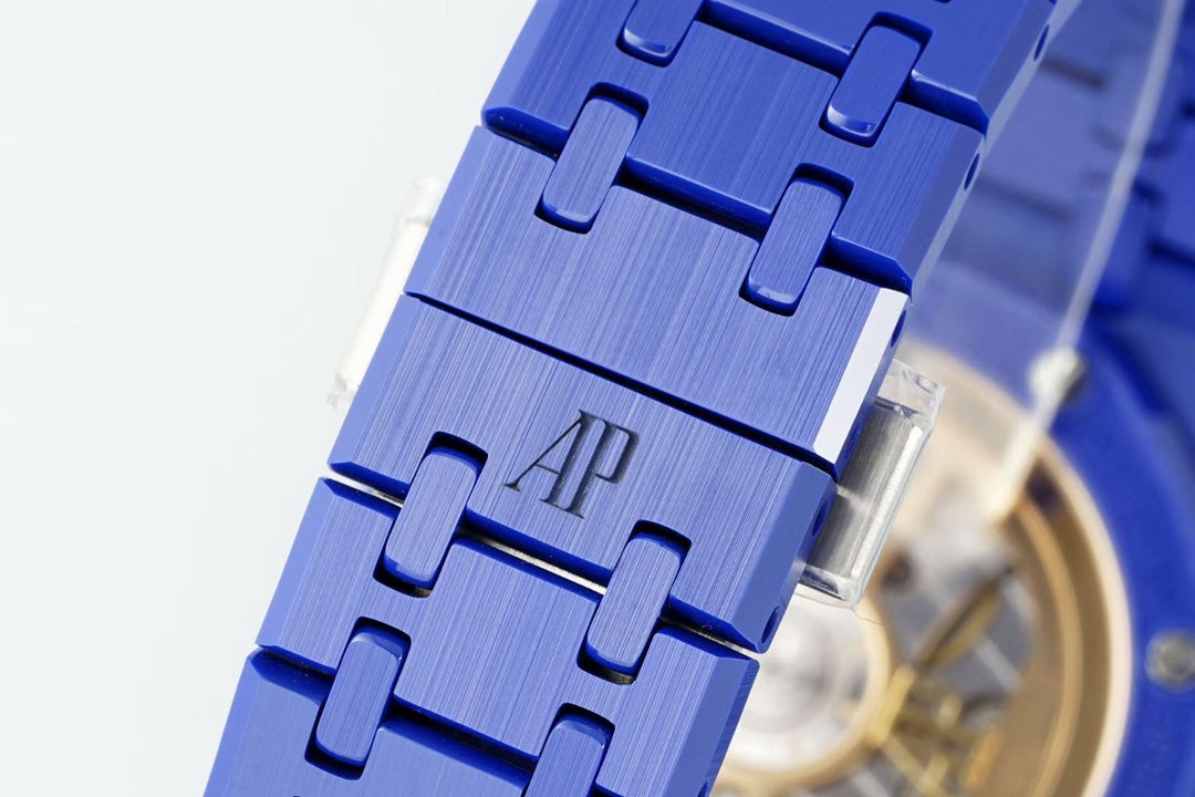 Royal Oak 15500 Blue Ceramic APSF 1:1 Best Edition Blue Stars Dial on Blue Ceramic Bracelet SA4302 Super Clone