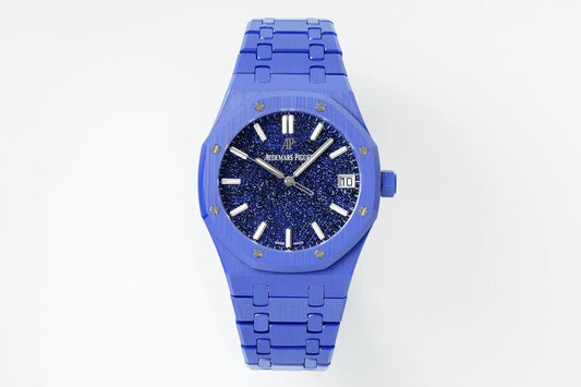 Royal Oak 15500 Blue Ceramic APSF 1:1 Best Edition Blue Stars Dial on Blue Ceramic Bracelet SA4302 Super Clone