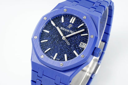 Royal Oak 15500 Blue Ceramic APSF 1:1 Best Edition Blue Stars Dial on Blue Ceramic Bracelet SA4302 Super Clone