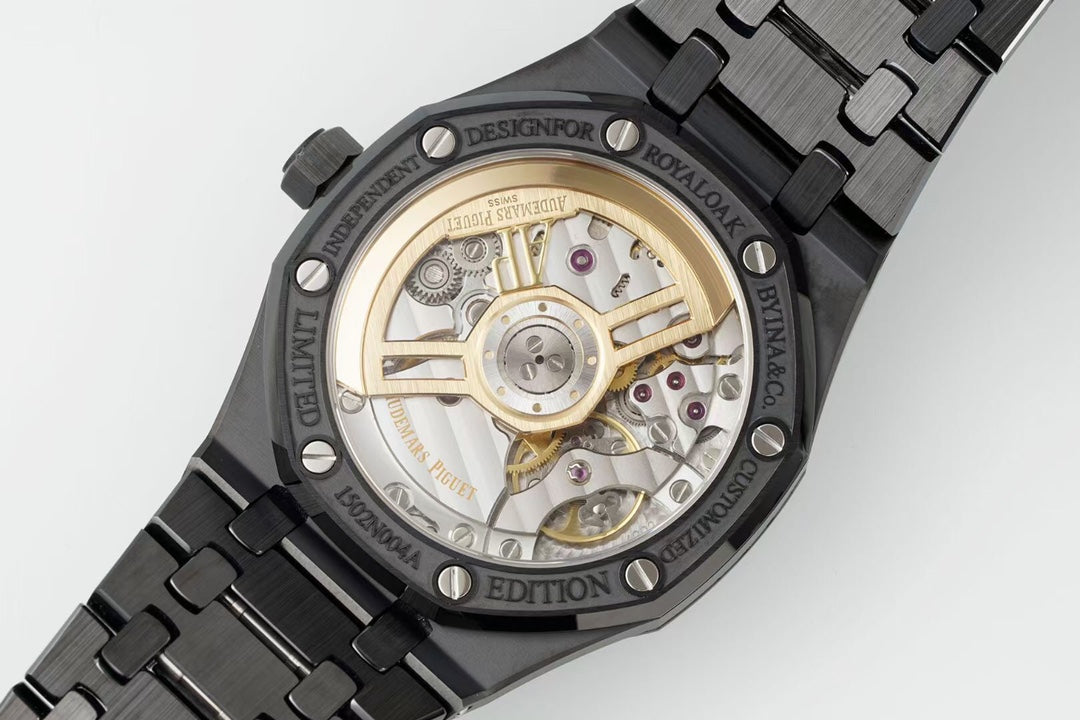 Royal Oak 15500 Black Ceramic APSF 1:1 Best Edition Blue Stars Dial on Black Ceramic Bracelet SA4302 Super Clone