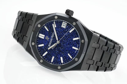 Royal Oak 15500 Black Ceramic APSF 1:1 Best Edition Blue Stars Dial on Black Ceramic Bracelet SA4302 Super Clone