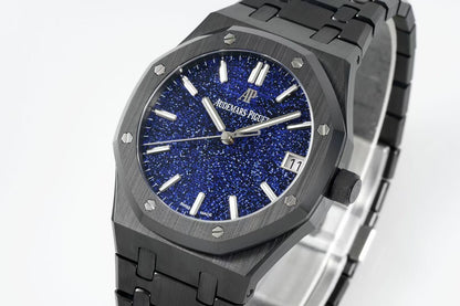Royal Oak 15500 Black Ceramic APSF 1:1 Best Edition Blue Stars Dial on Black Ceramic Bracelet SA4302 Super Clone