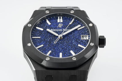 Royal Oak 15500 Black Ceramic APSF 1:1 Best Edition Blue Stars Dial on Black Ceramic Bracelet SA4302 Super Clone