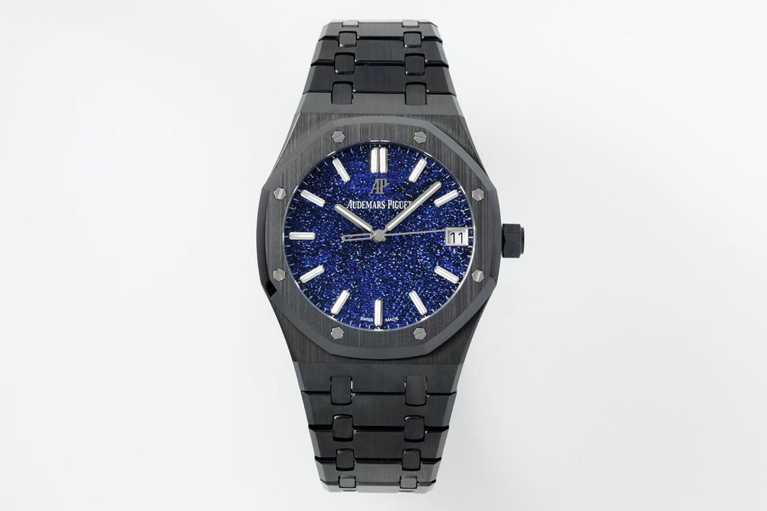 Royal Oak 15500 Black Ceramic APSF 1:1 Best Edition Blue Stars Dial on Black Ceramic Bracelet SA4302 Super Clone
