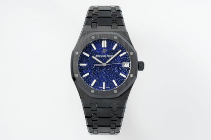 Royal Oak 15500 Black Ceramic APSF 1:1 Best Edition Blue Stars Dial on Black Ceramic Bracelet SA4302 Super Clone