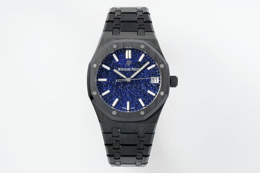 Royal Oak 15500 Black Ceramic APSF 1:1 Best Edition Blue Stars Dial on Black Ceramic Bracelet SA4302 Super Clone