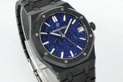 Royal Oak 15500 Black Ceramic APSF 1:1 Best Edition Blue Stars Dial on Black Ceramic Bracelet SA4302 Super Clone